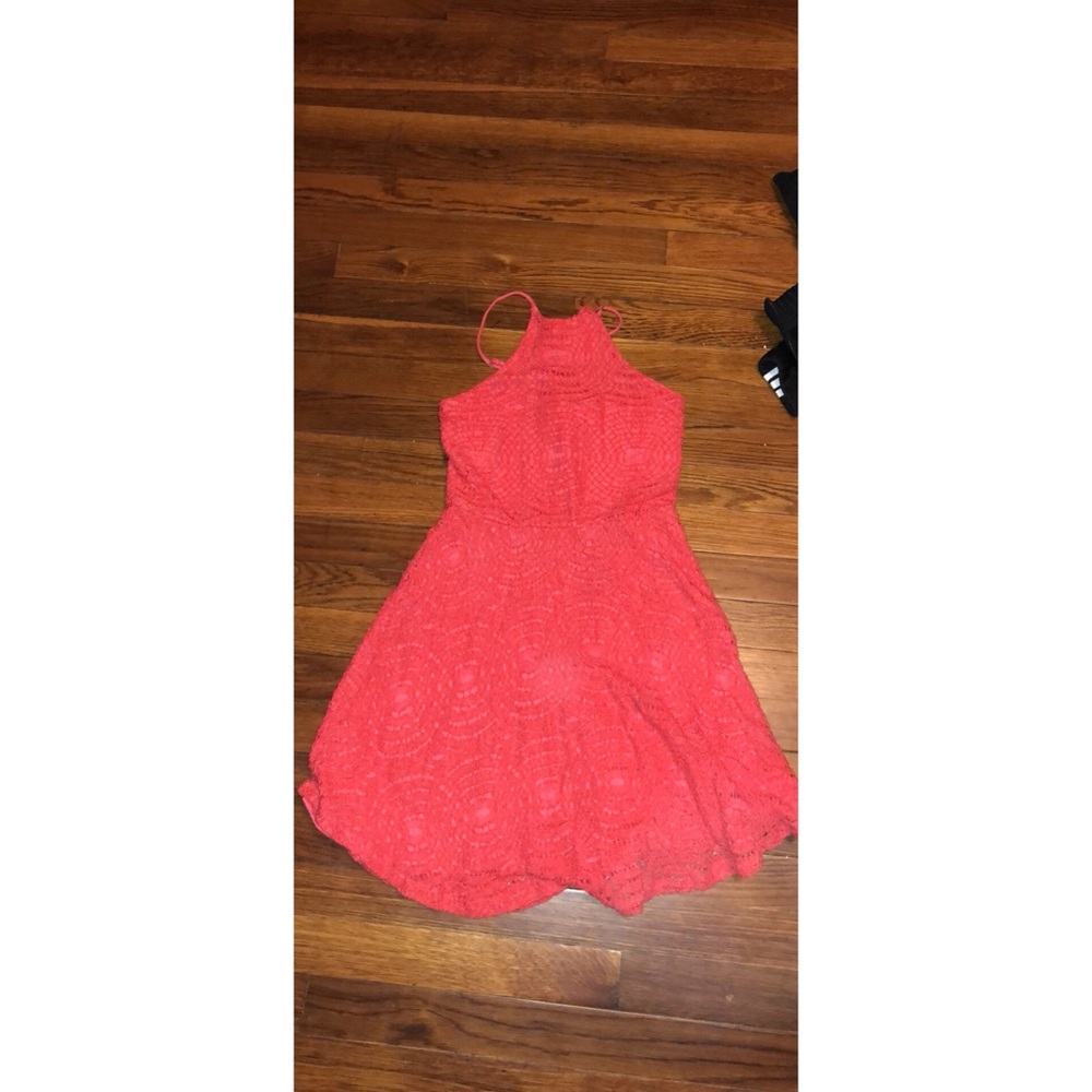 Coral halter type dress